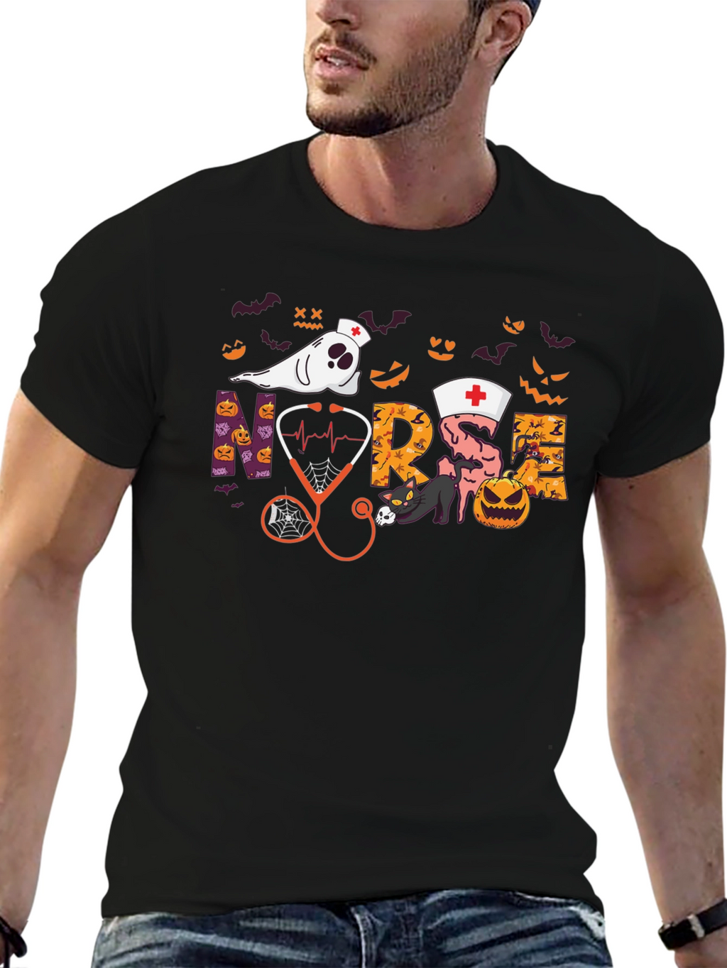 Halloween Nurse Graphic T-Shirt