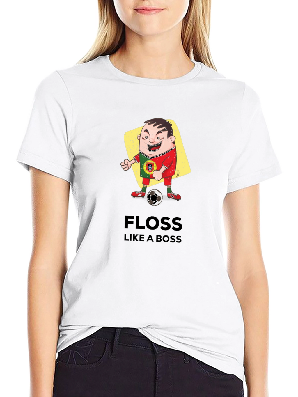 Portugal Soccer Floss Like a Boss Black T-Shirt