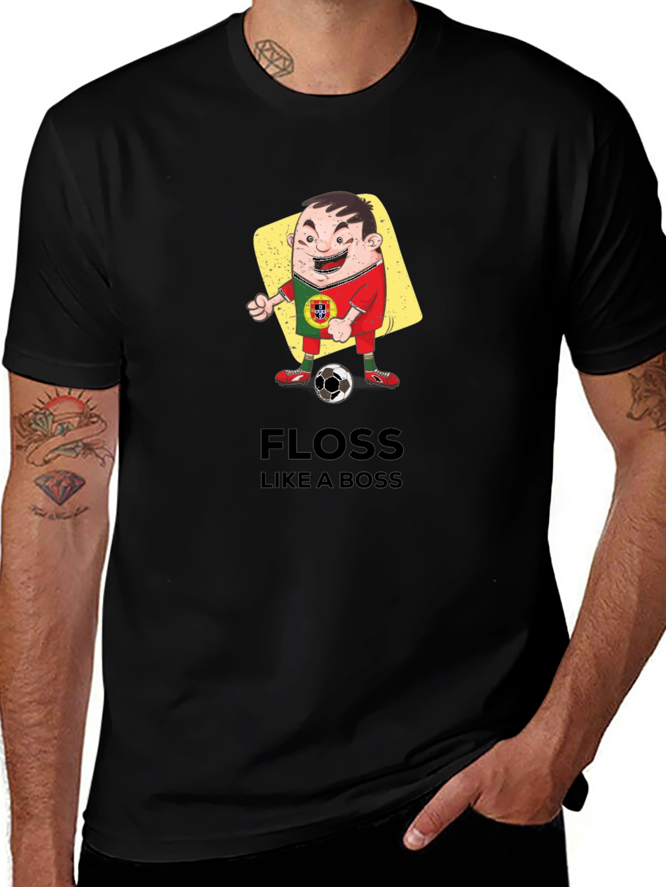 Portugal Soccer Floss Like a Boss Black T-Shirt