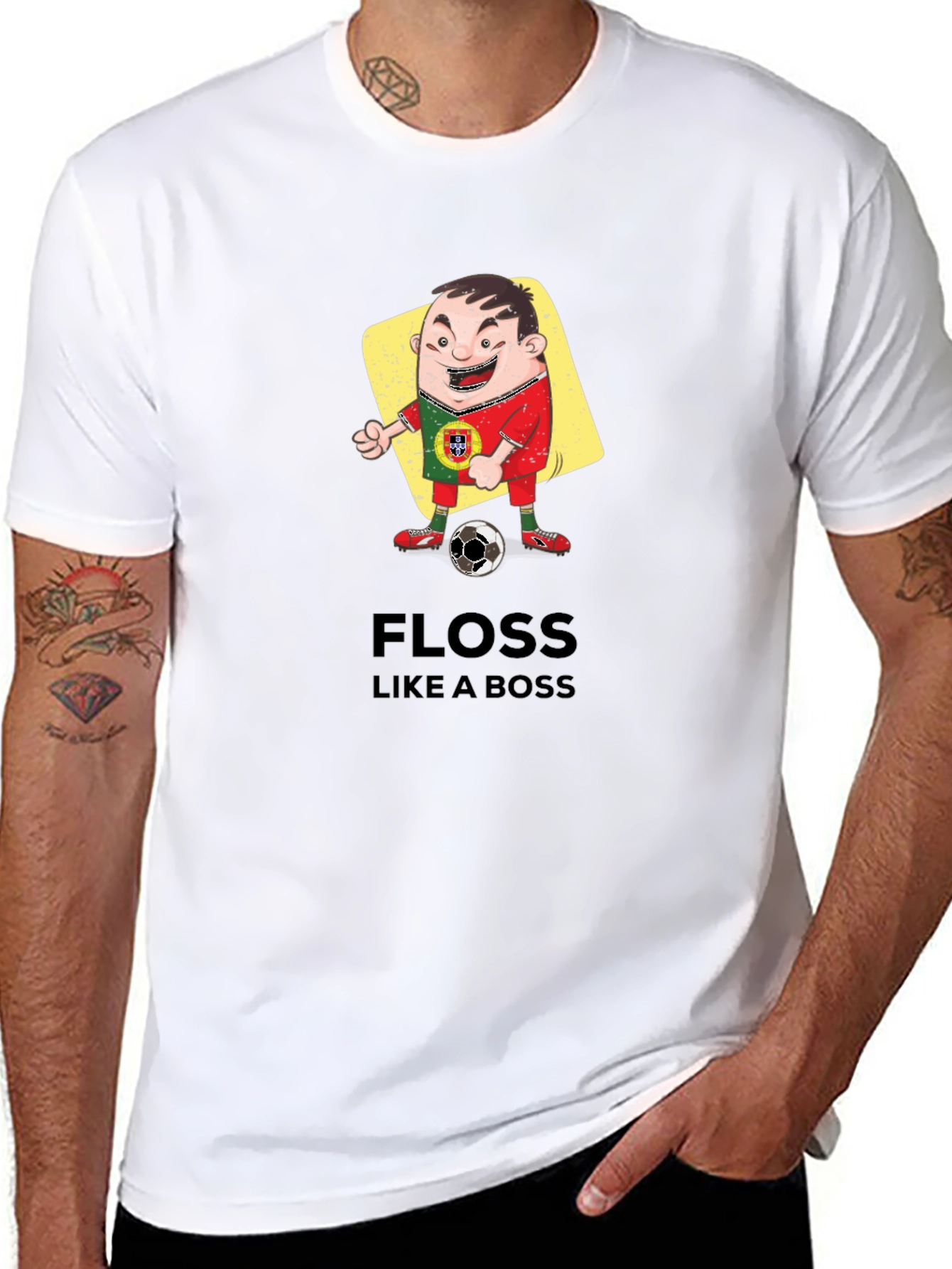 Portugal Soccer Floss Like a Boss Black T-Shirt