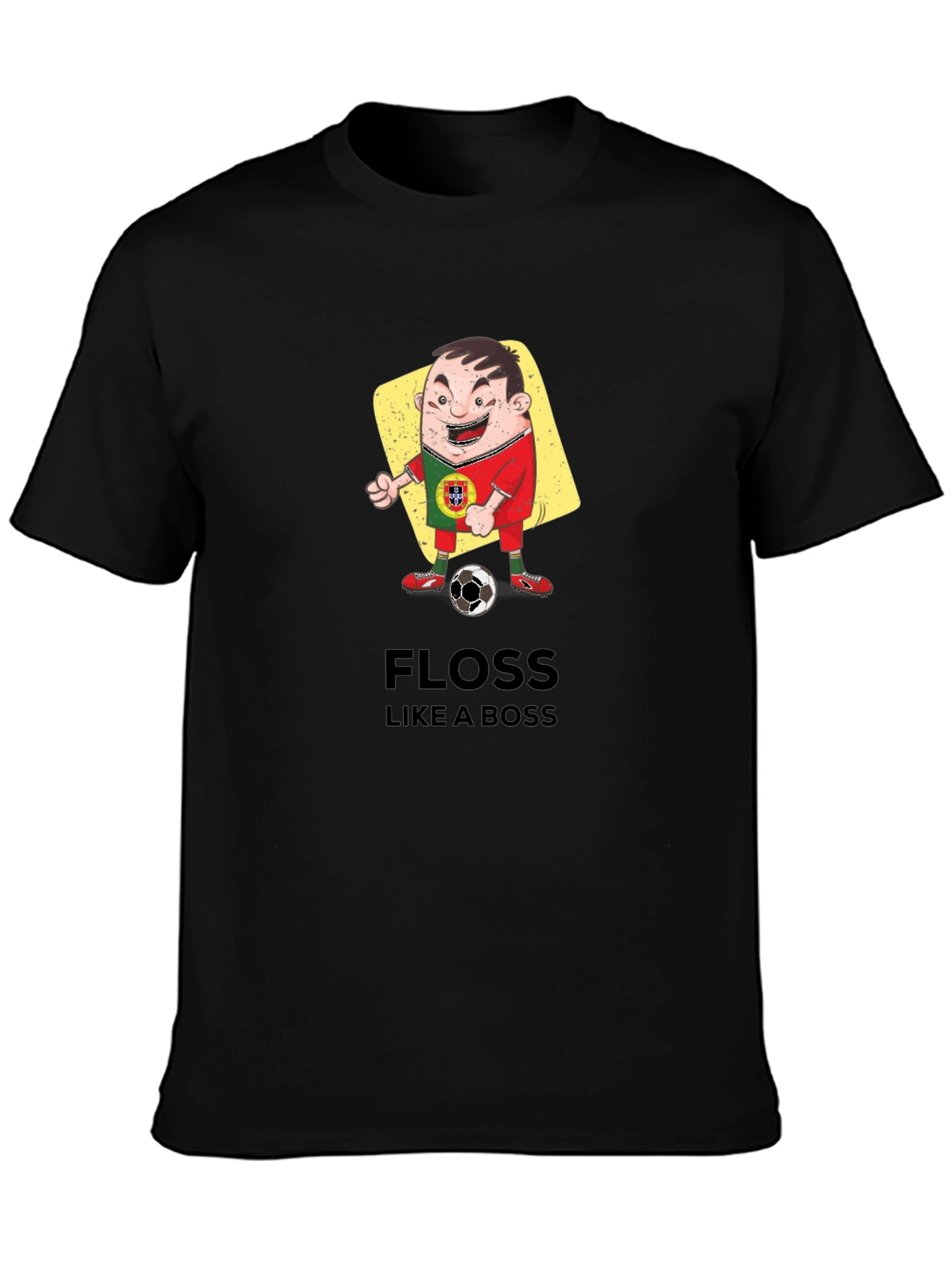 Portugal Soccer Floss Like a Boss Black T-Shirt