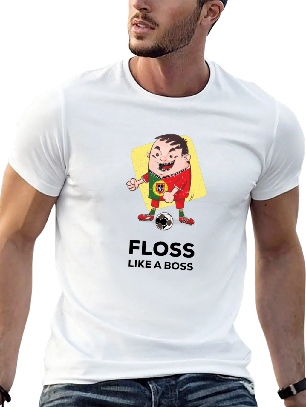 Portugal Soccer Floss Like a Boss Black T-Shirt