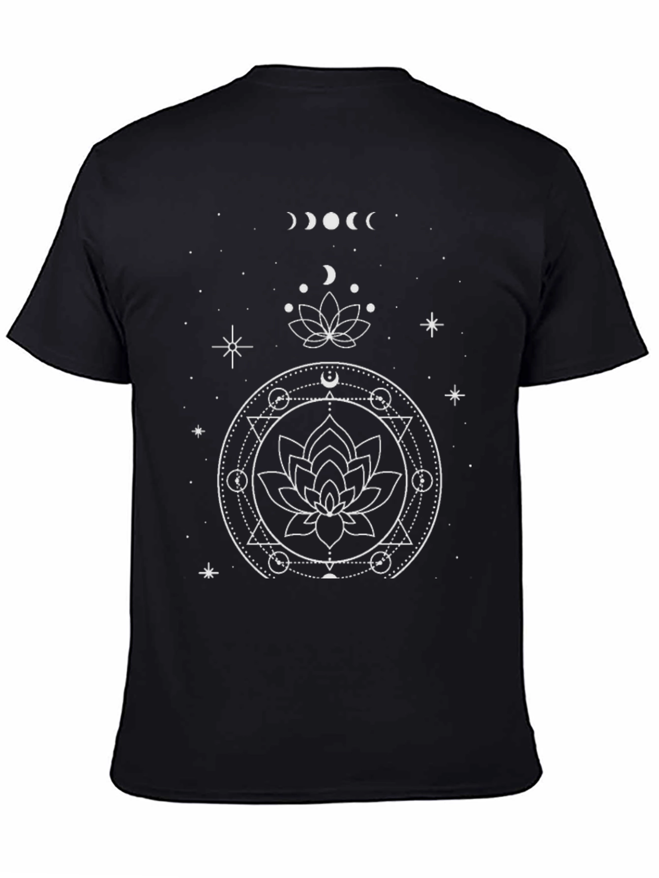 Celestial Lotus Graphic Tee - Black