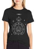 Celestial Lotus Graphic Tee - Black