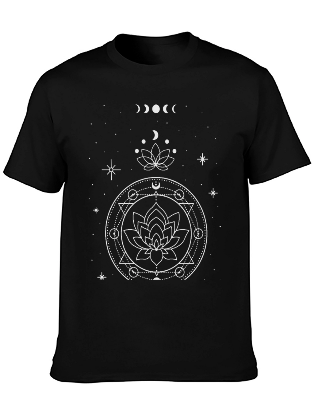 Celestial Lotus Graphic Tee - Black