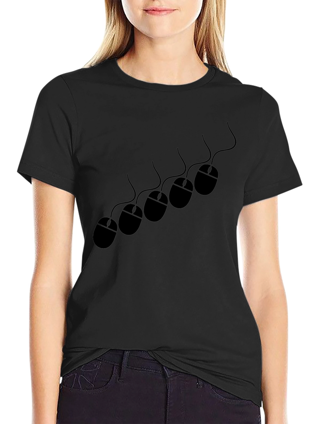 Novelty Mouse Pattern Black T-Shirt