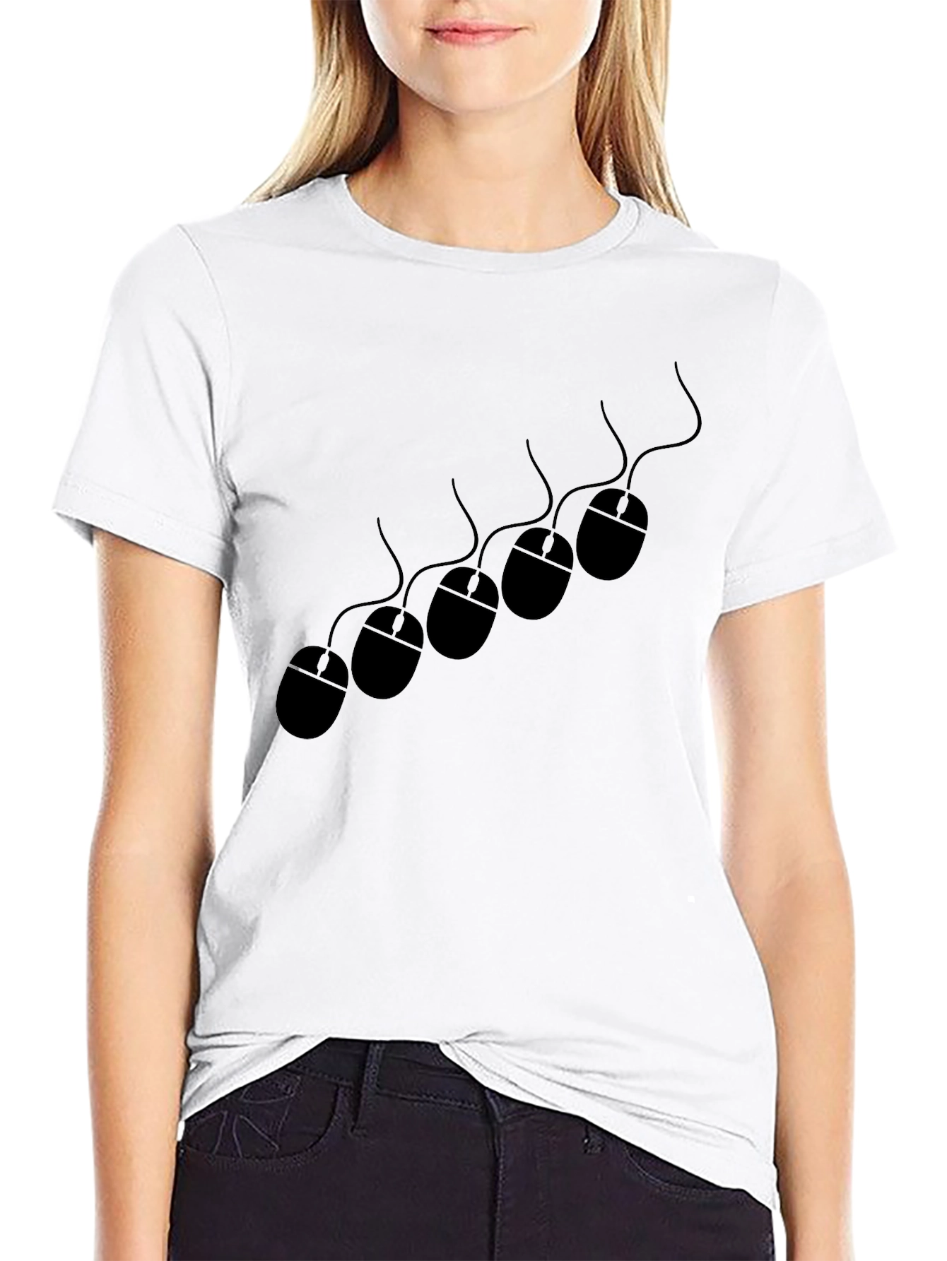 Novelty Mouse Pattern Black T-Shirt