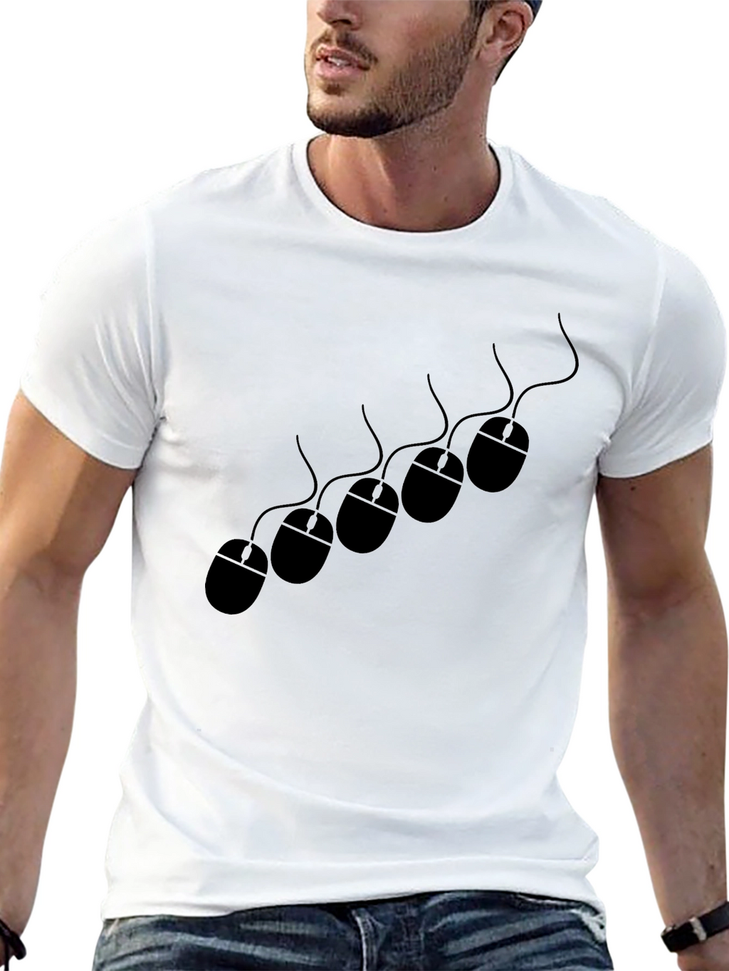 Novelty Mouse Pattern Black T-Shirt