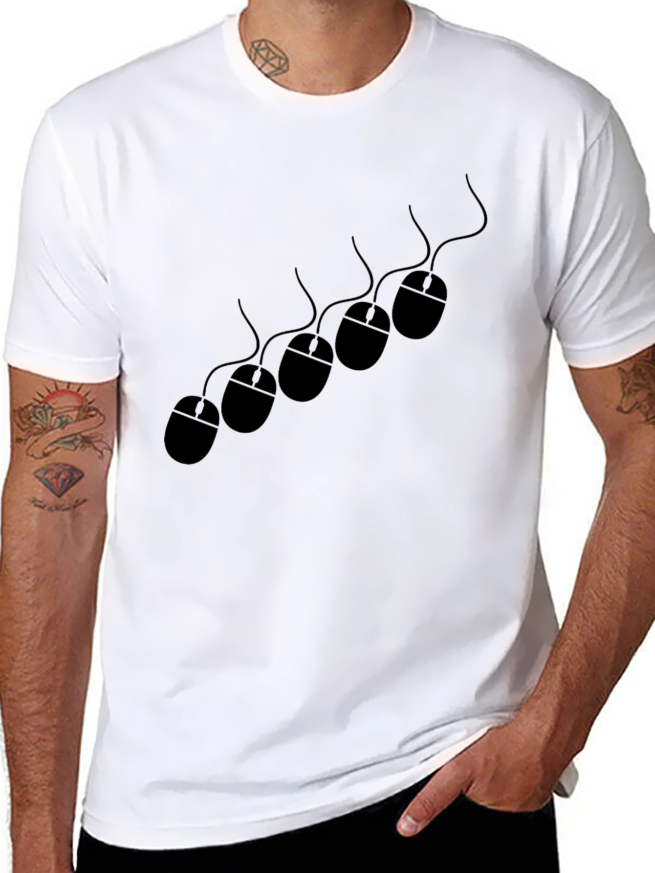 Novelty Mouse Pattern Black T-Shirt