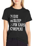 Eat Sleep Fix Cars Repeat Graphic T-Shirt
