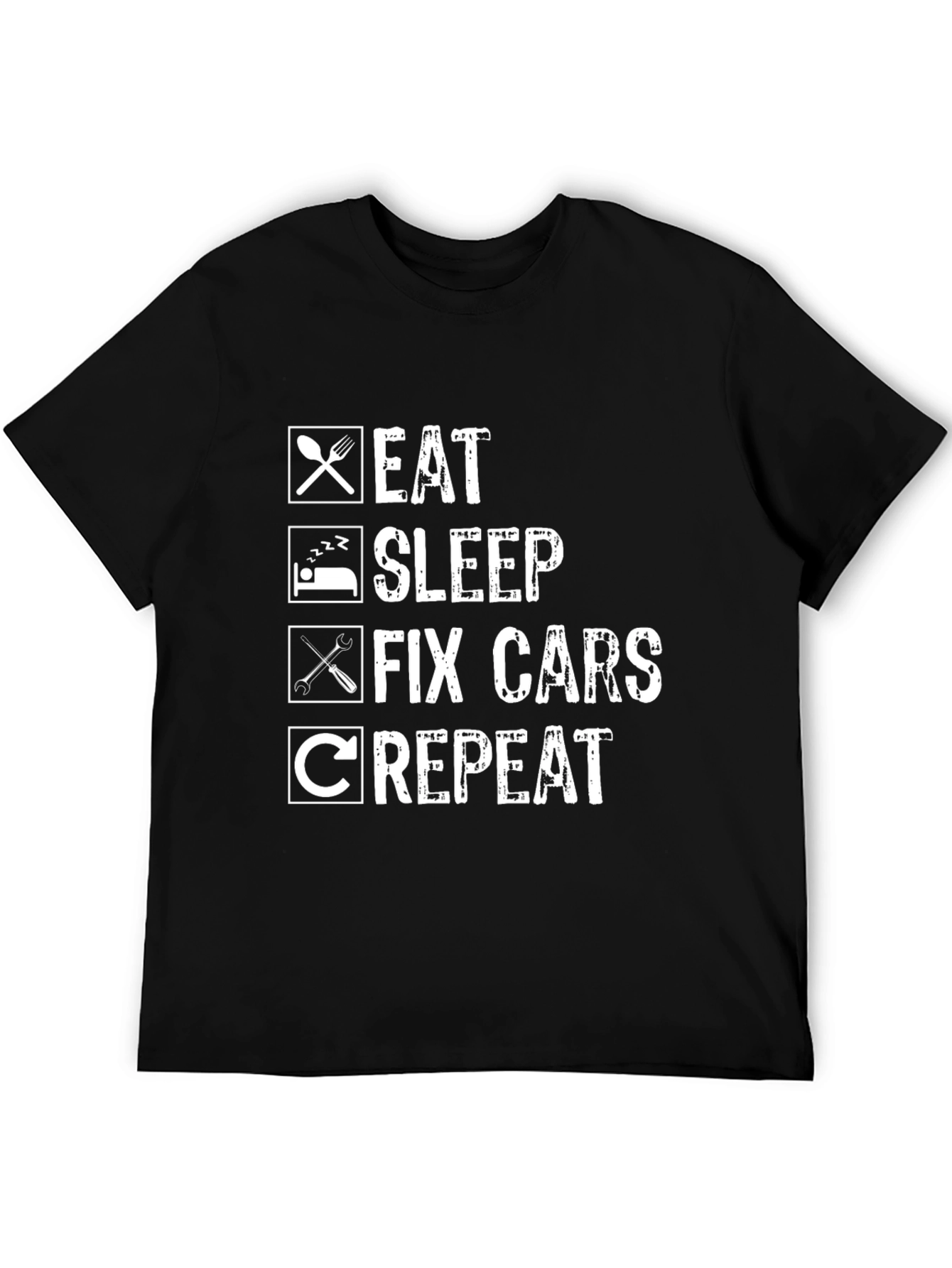 Eat Sleep Fix Cars Repeat Graphic T-Shirt
