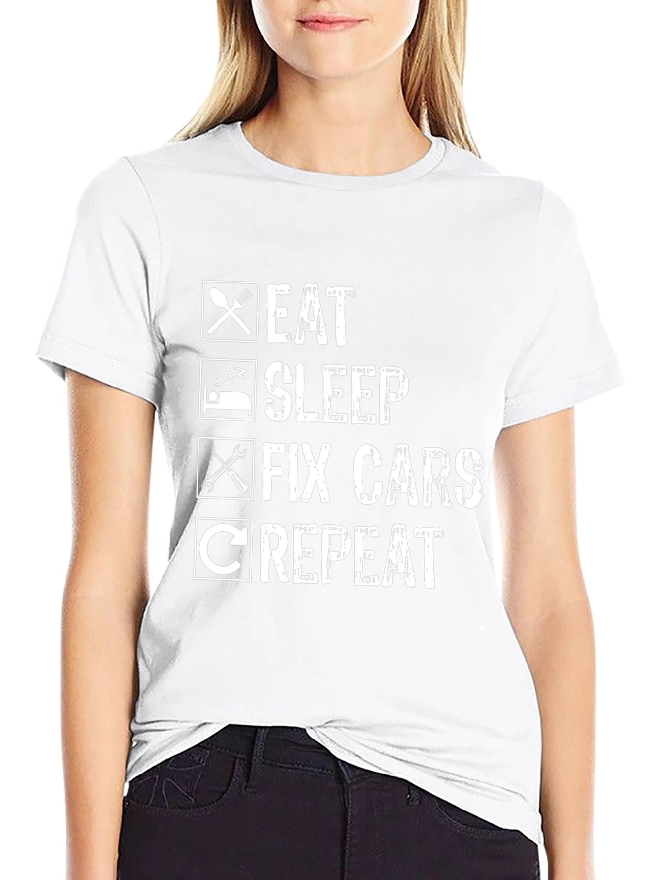 Eat Sleep Fix Cars Repeat Graphic T-Shirt