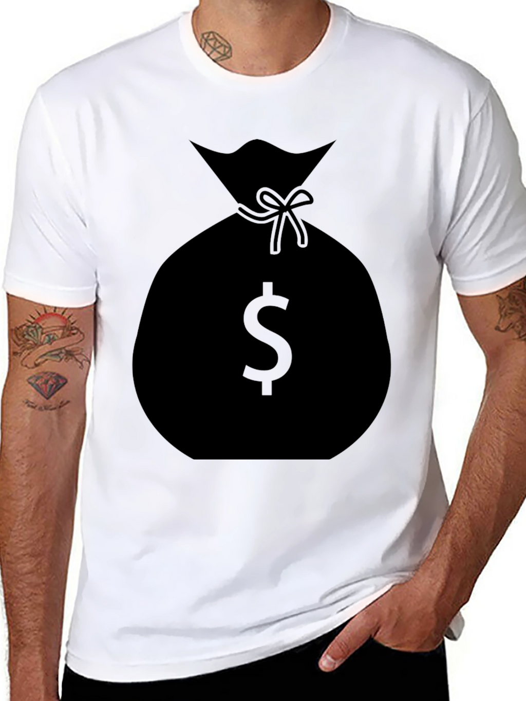 Money Bag Graphic T-Shirt - Black Crew Neck Tee