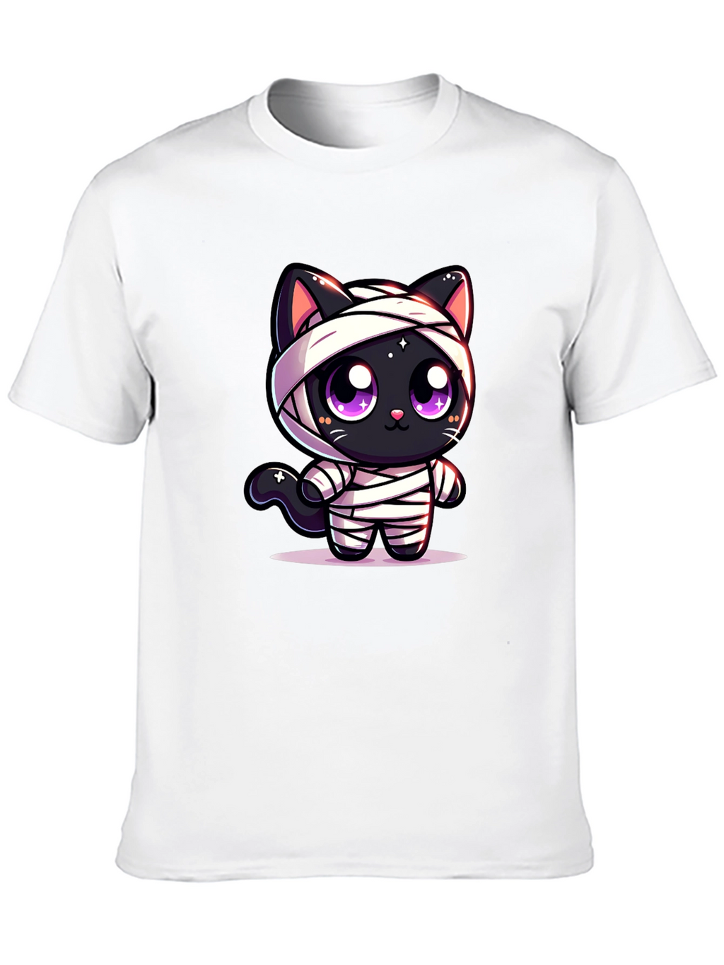 Cute Mummy Cat Graphic T-Shirt - Halloween Style