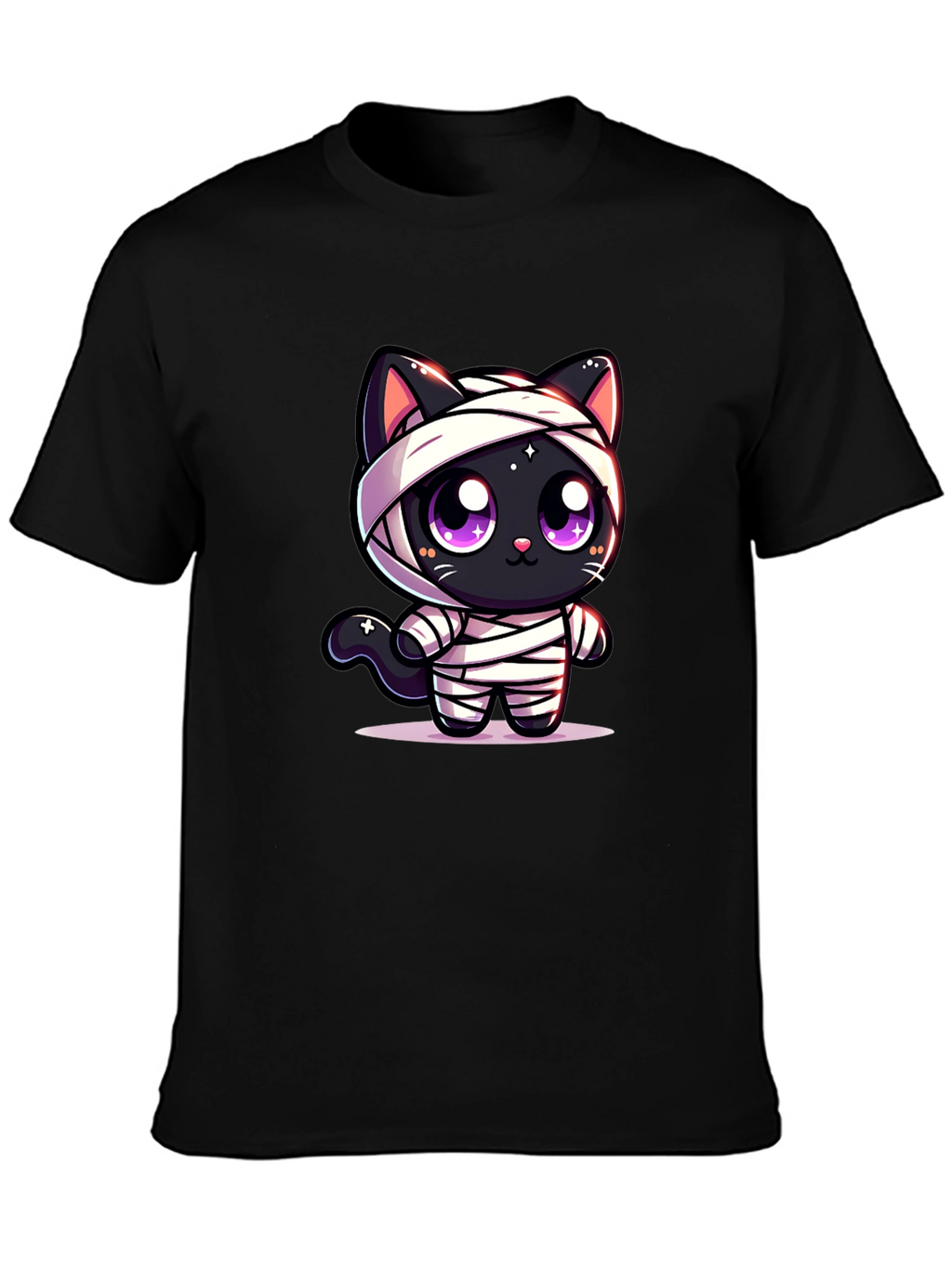 Cute Mummy Cat Graphic T-Shirt - Halloween Style