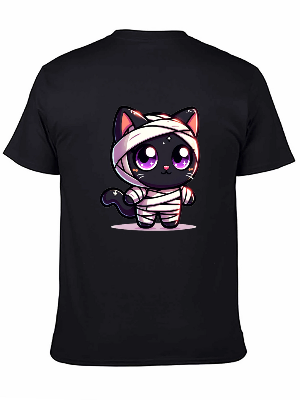 Cute Mummy Cat Graphic T-Shirt - Halloween Style