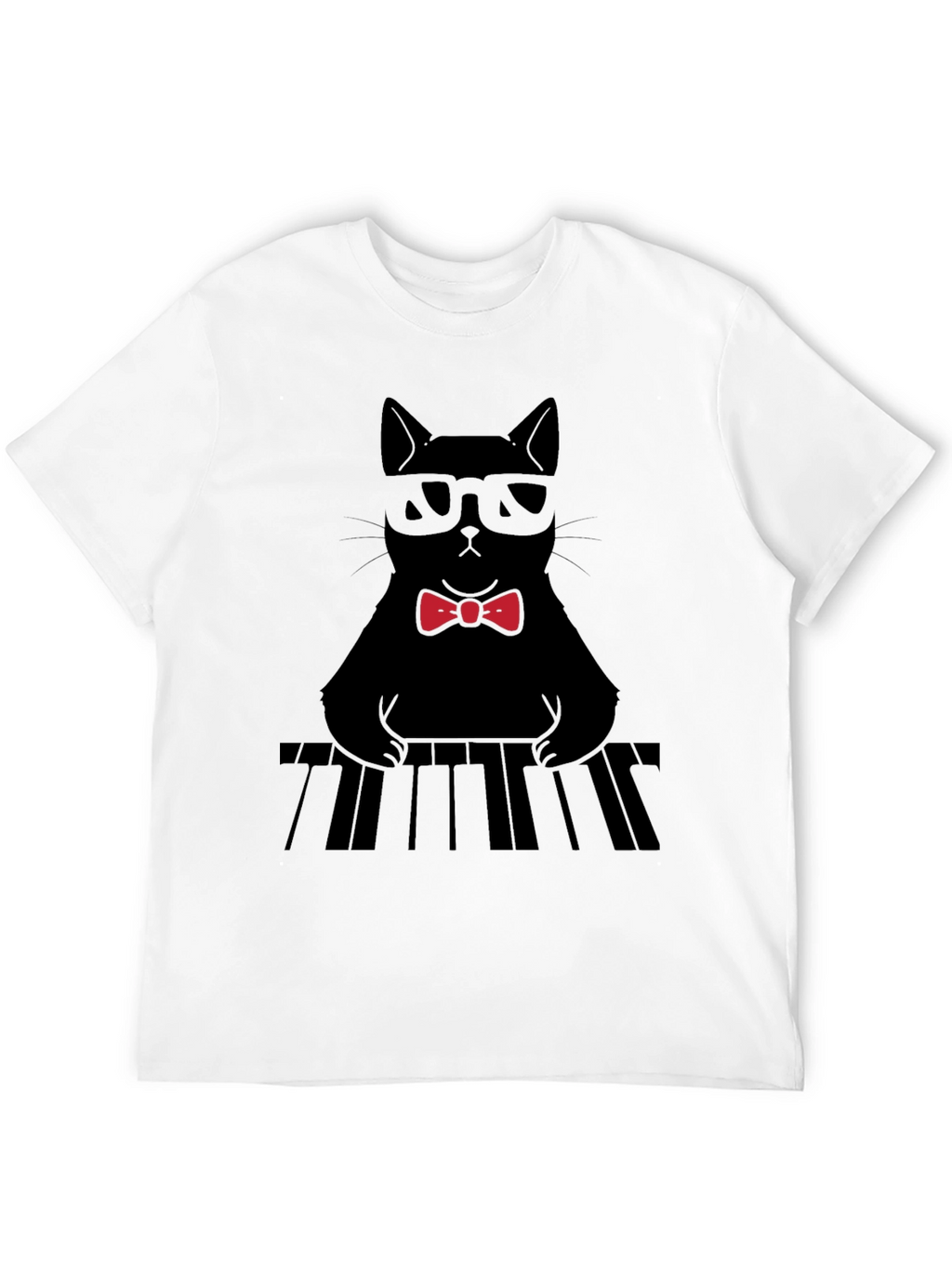 Cat Musician T-Shirt - Cool Cat With Bowtie