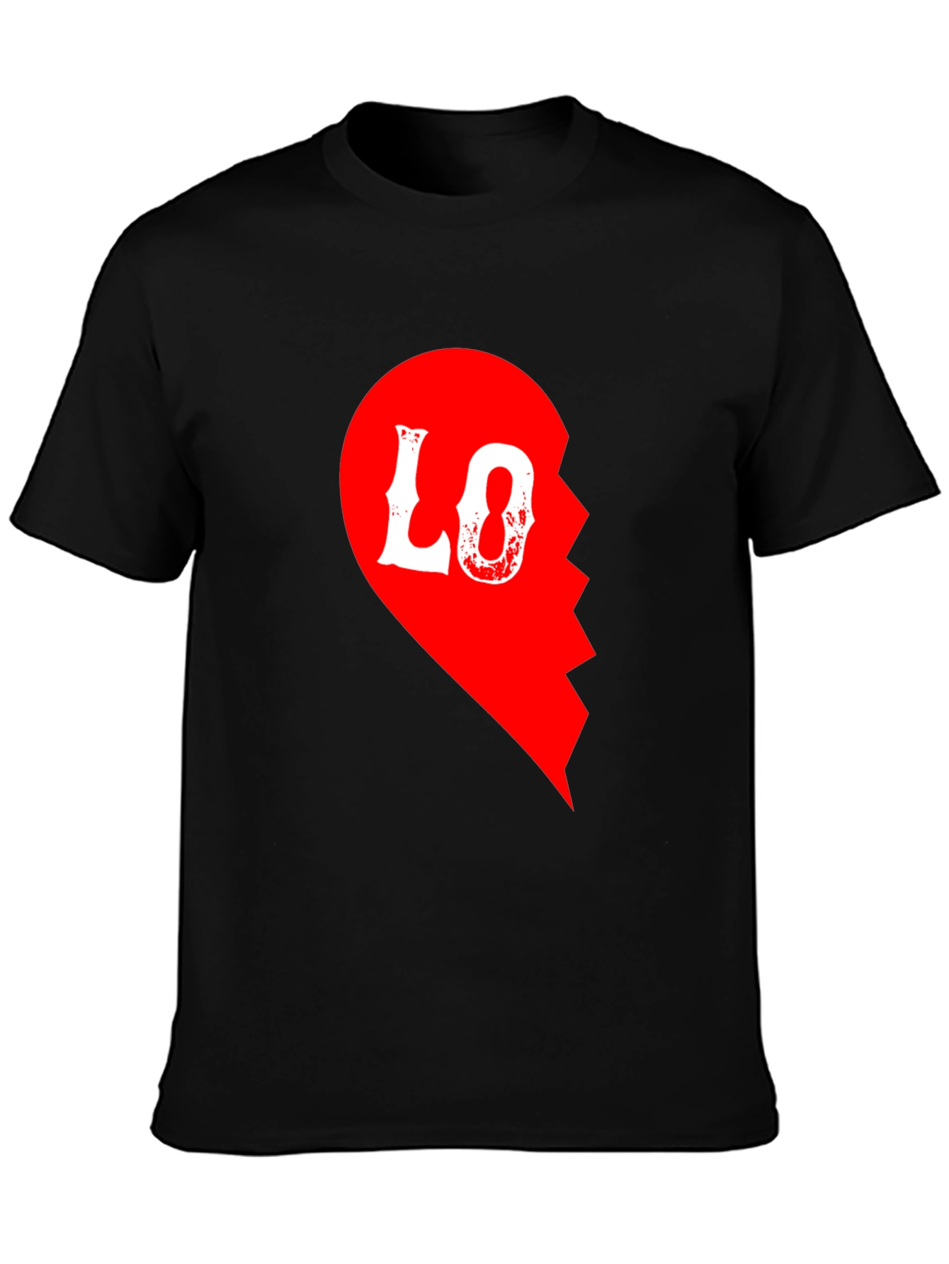 Love Half Heart T-Shirt for Couples - Black