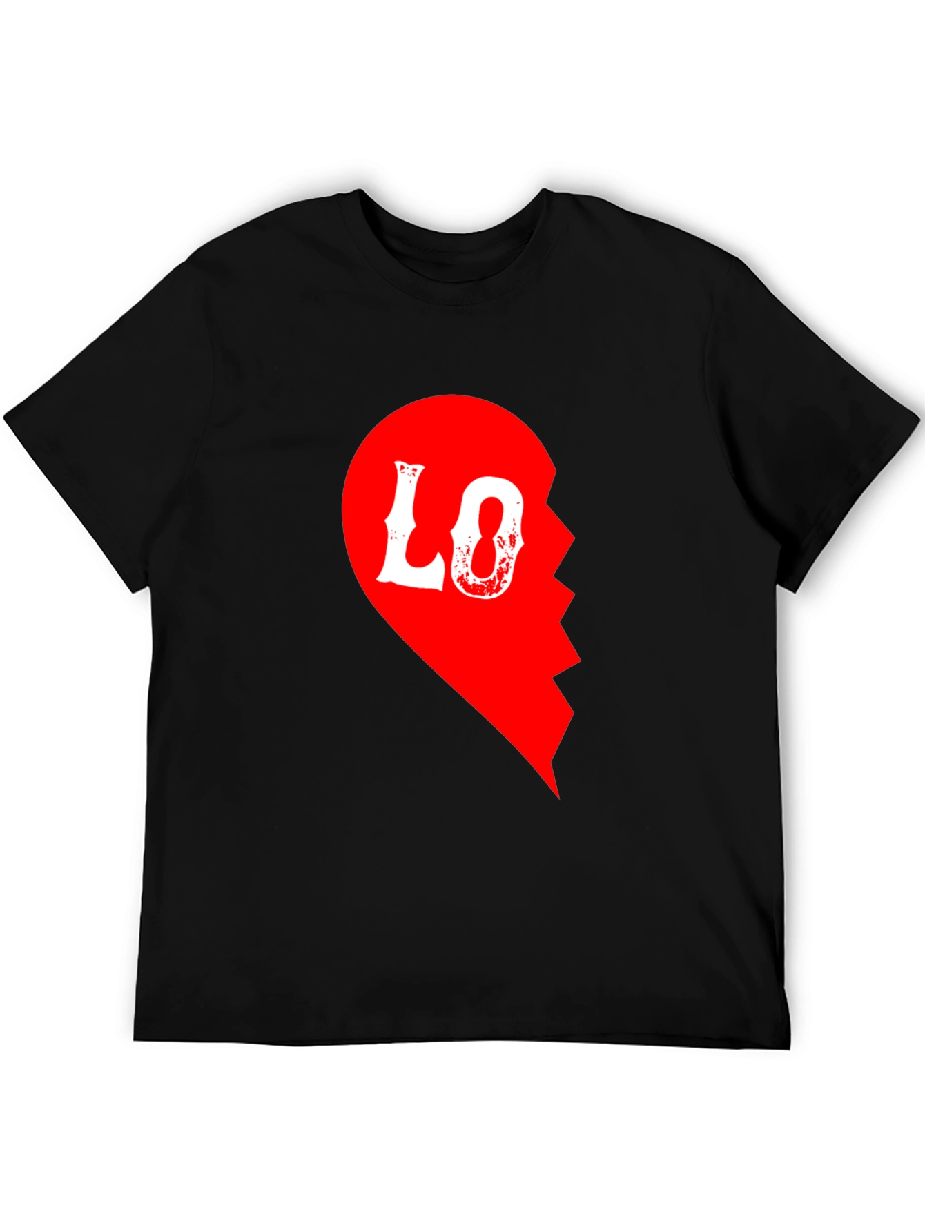 Love Half Heart T-Shirt for Couples - Black