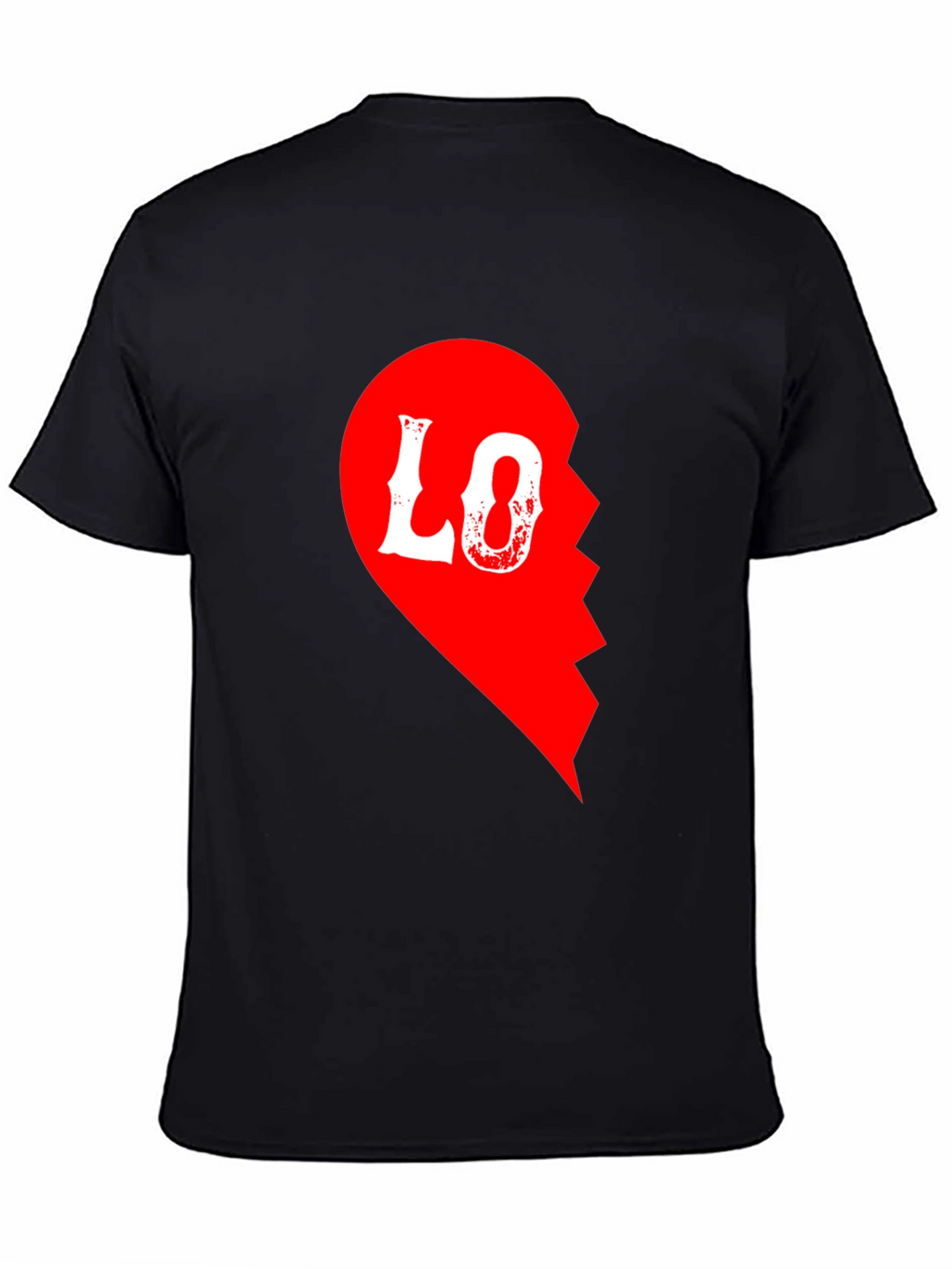 Love Half Heart T-Shirt for Couples - Black