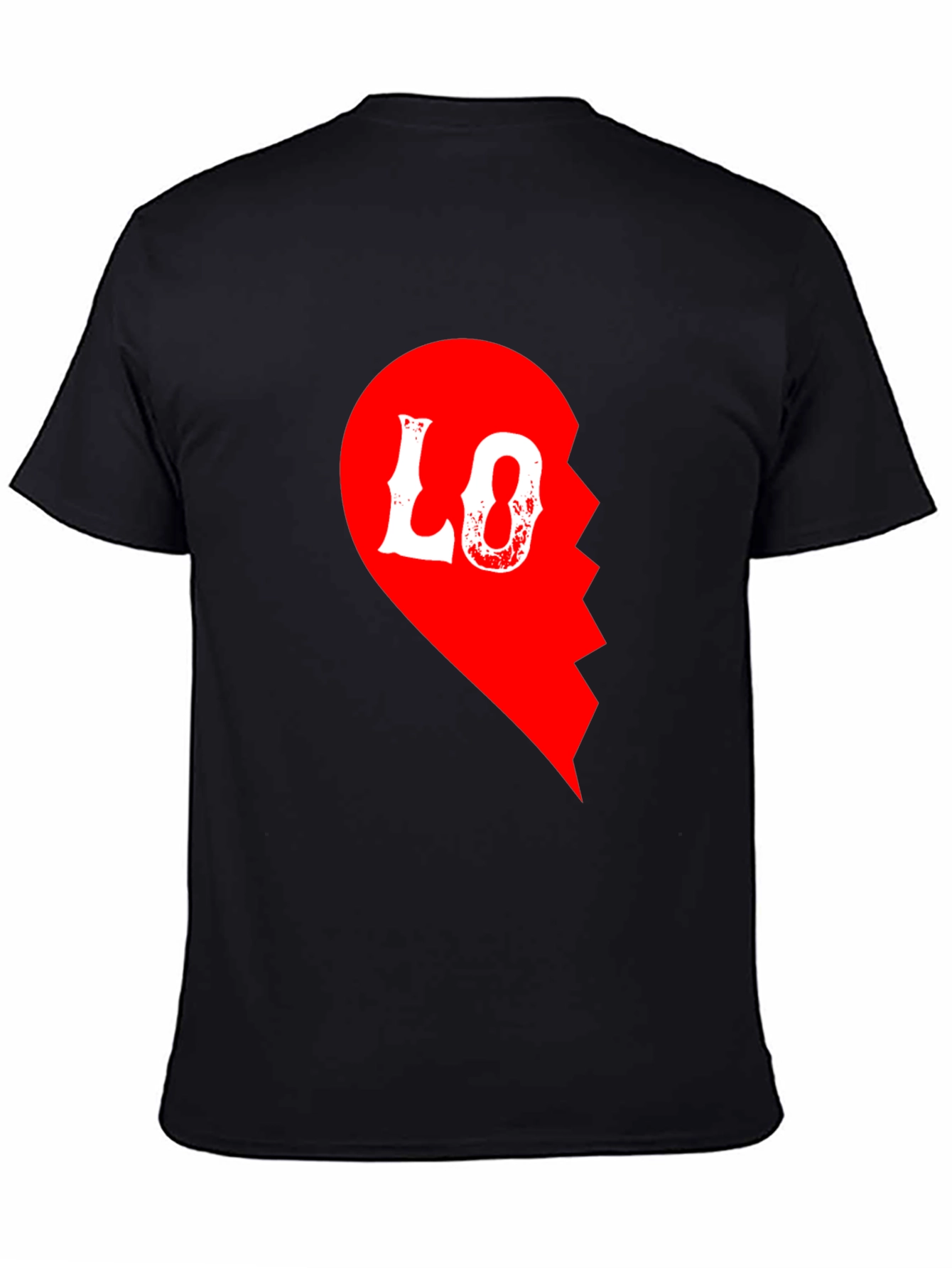 Love Half Heart T-Shirt for Couples - Black