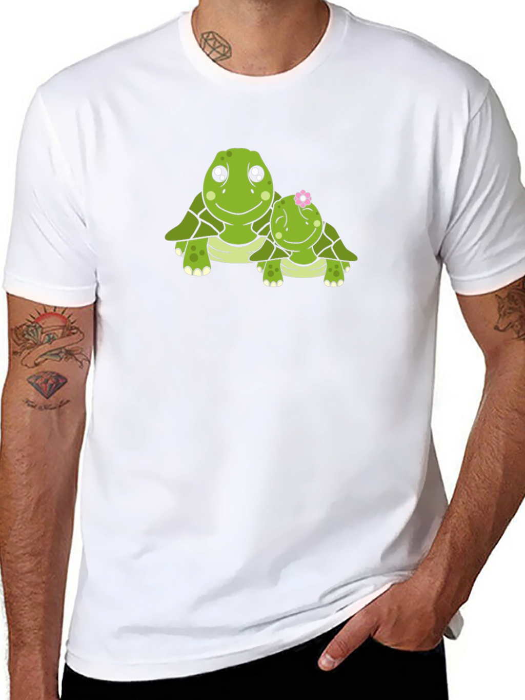 Turtle Mom & Baby Black Graphic Tee