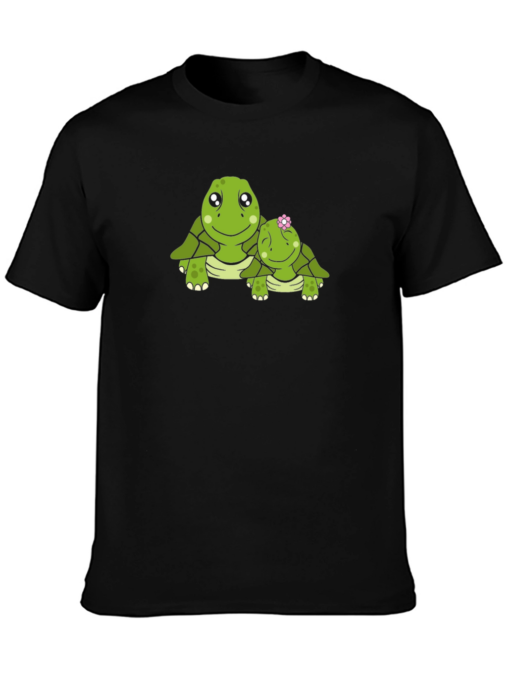 Turtle Mom & Baby Black Graphic Tee