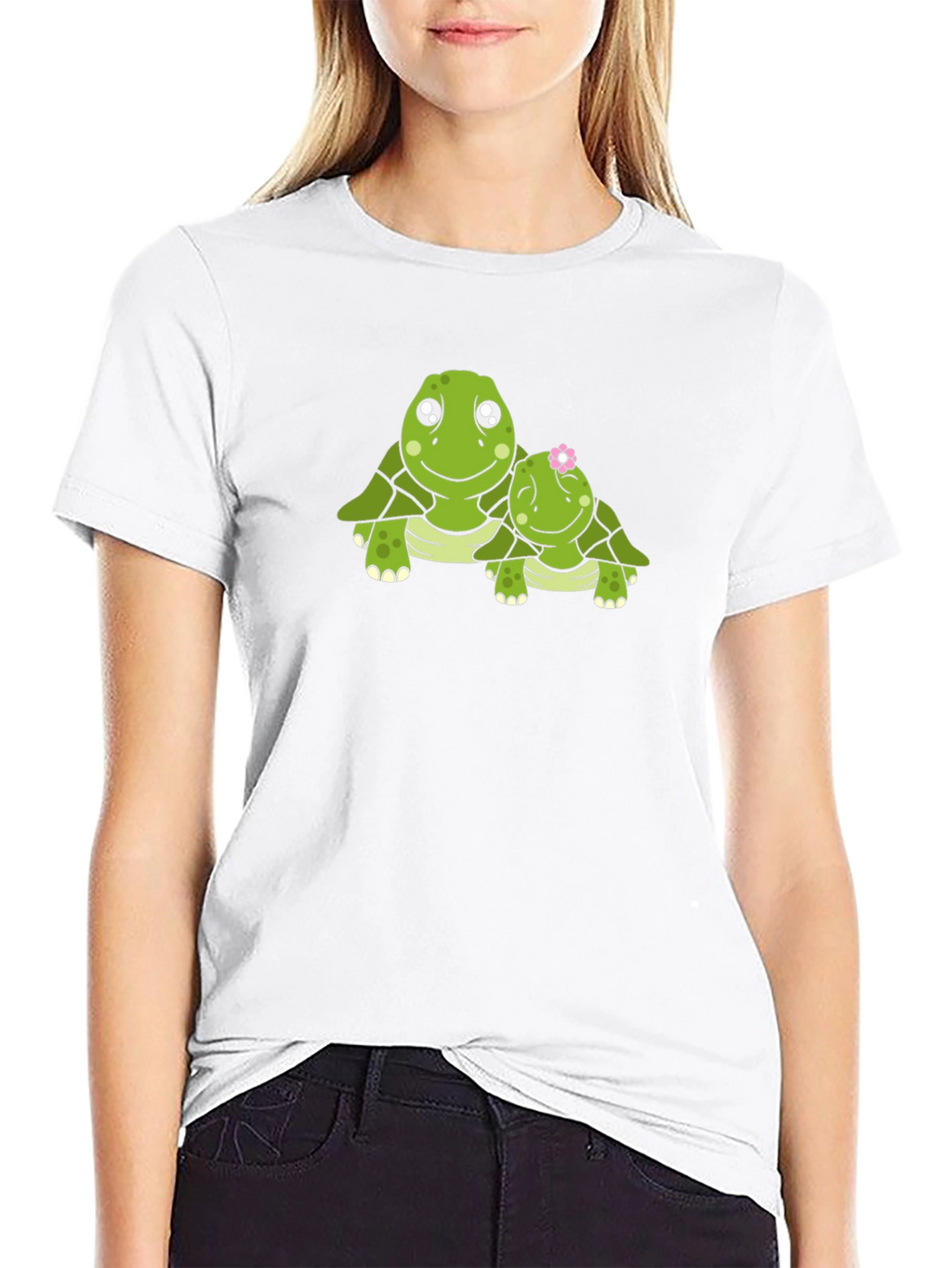 Turtle Mom & Baby Black Graphic Tee