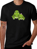 Turtle Mom & Baby Black Graphic Tee