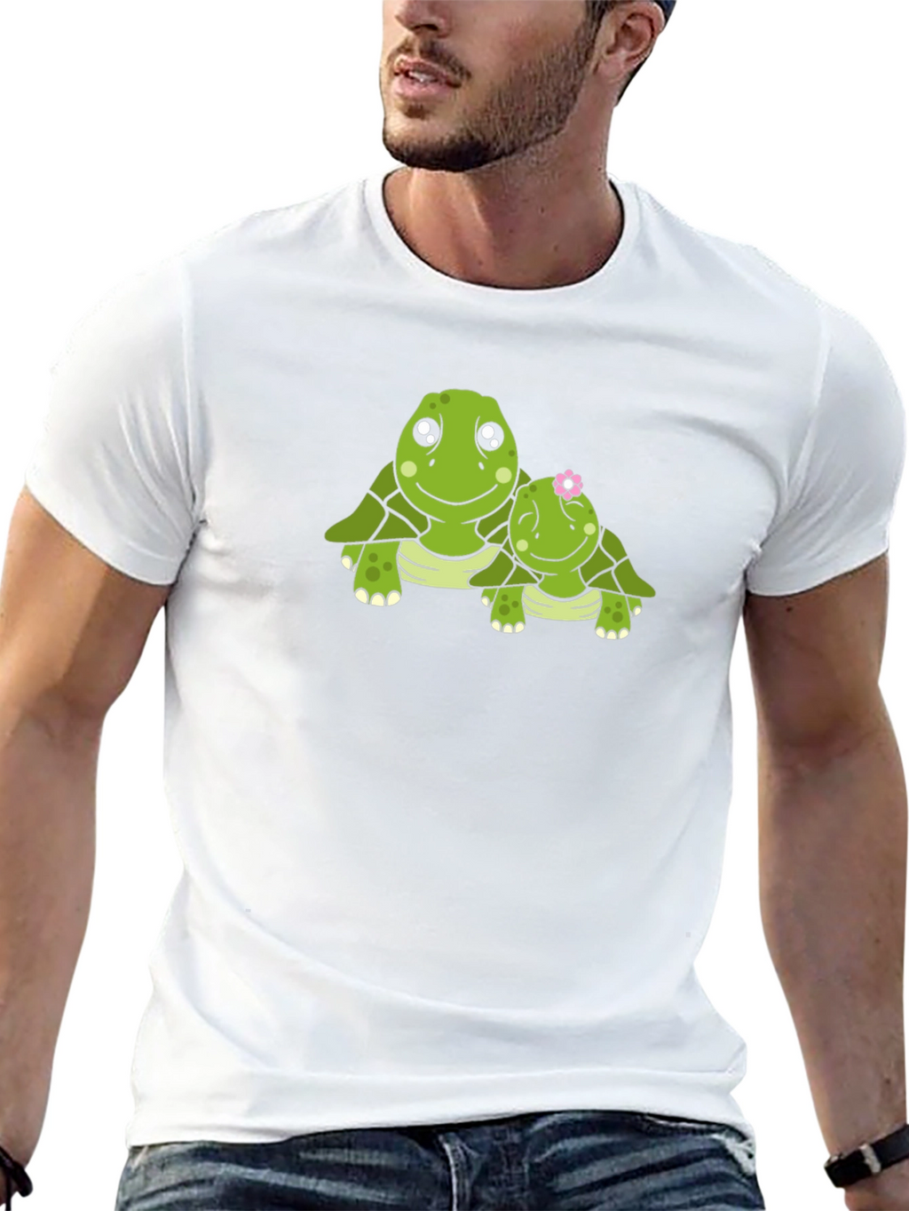 Turtle Mom & Baby Black Graphic Tee
