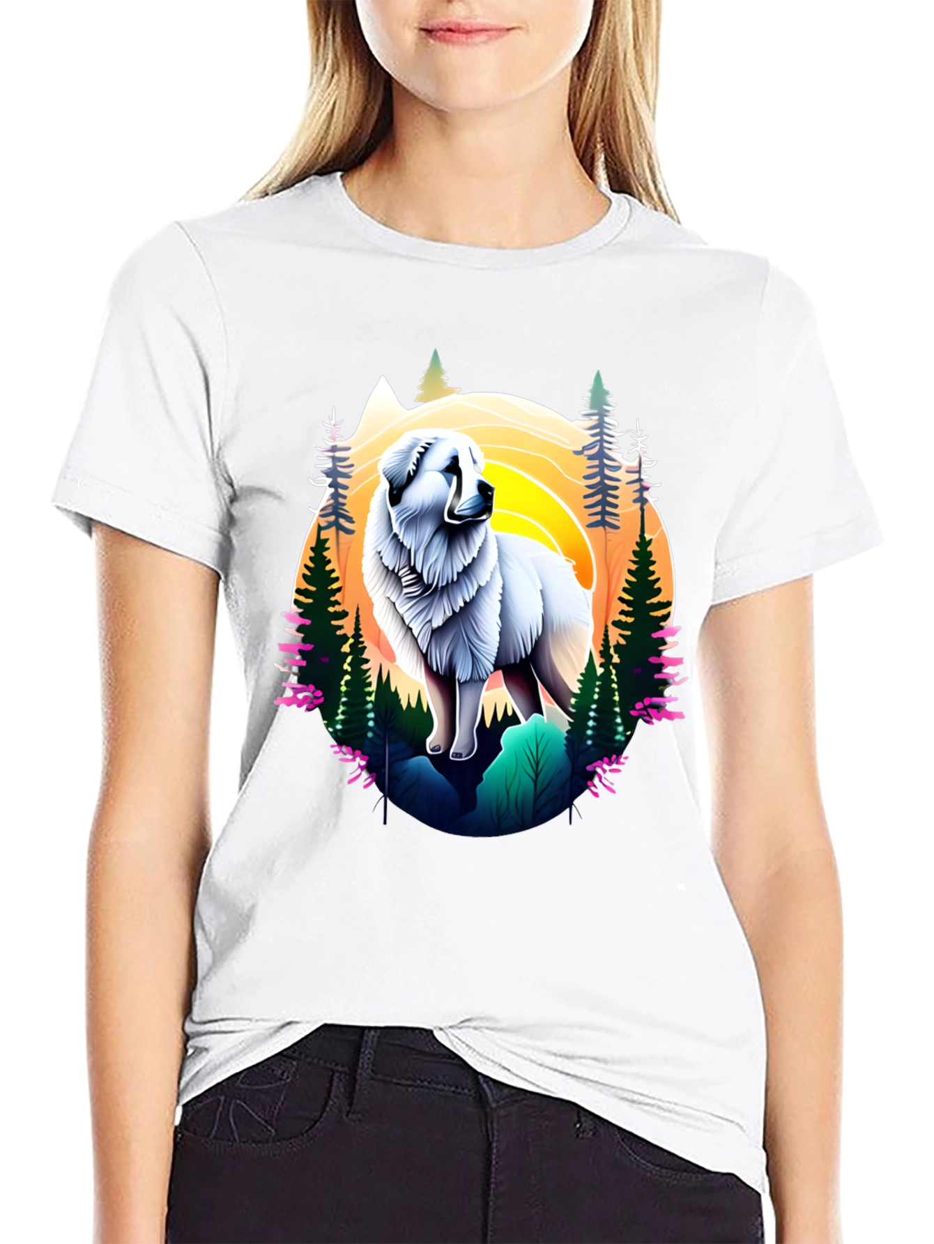 Great Pyrenees Mountain Scene T-Shirt