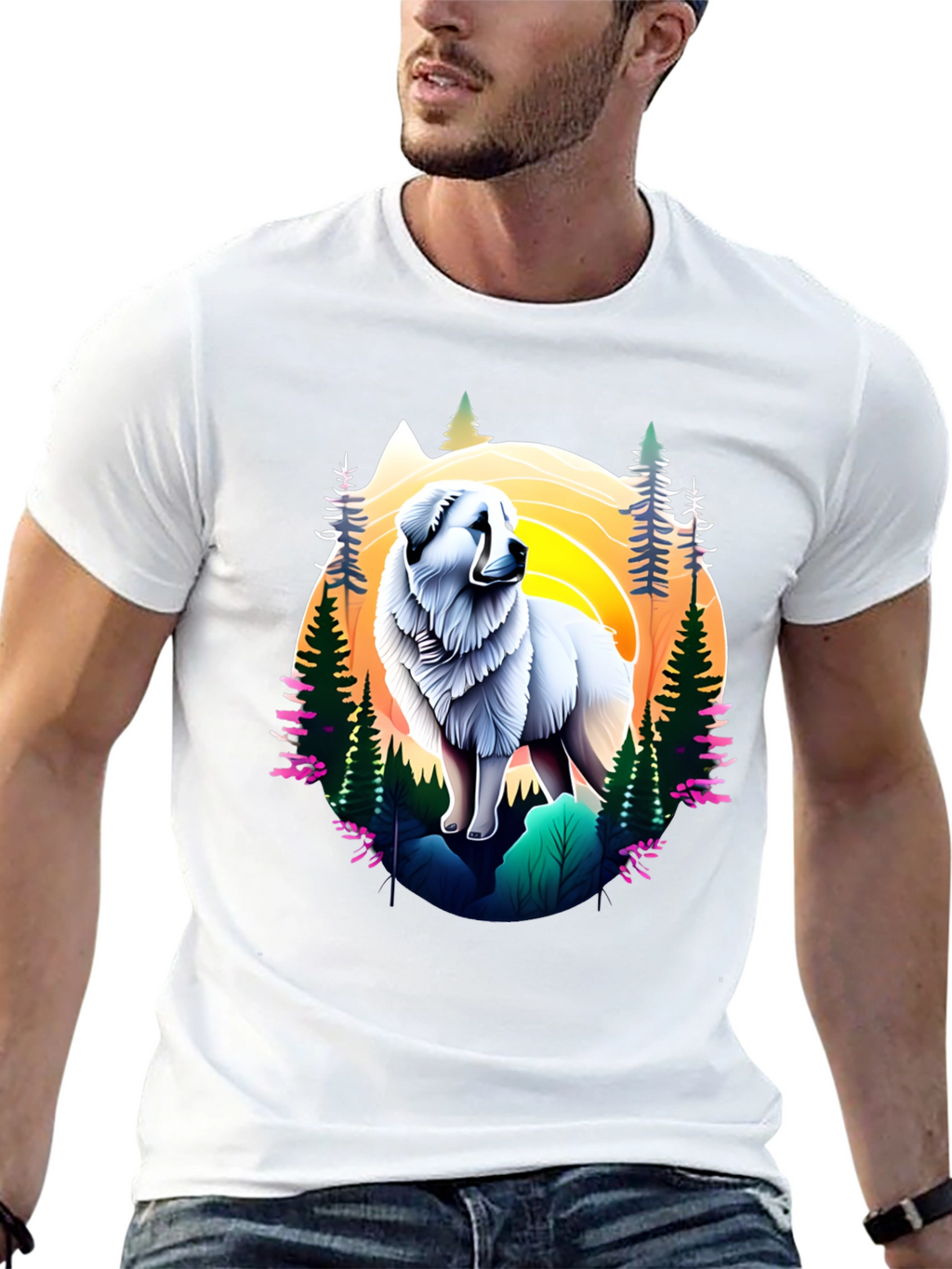 Great Pyrenees Mountain Scene T-Shirt