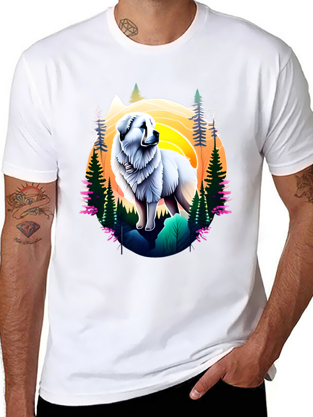 Great Pyrenees Mountain Scene T-Shirt