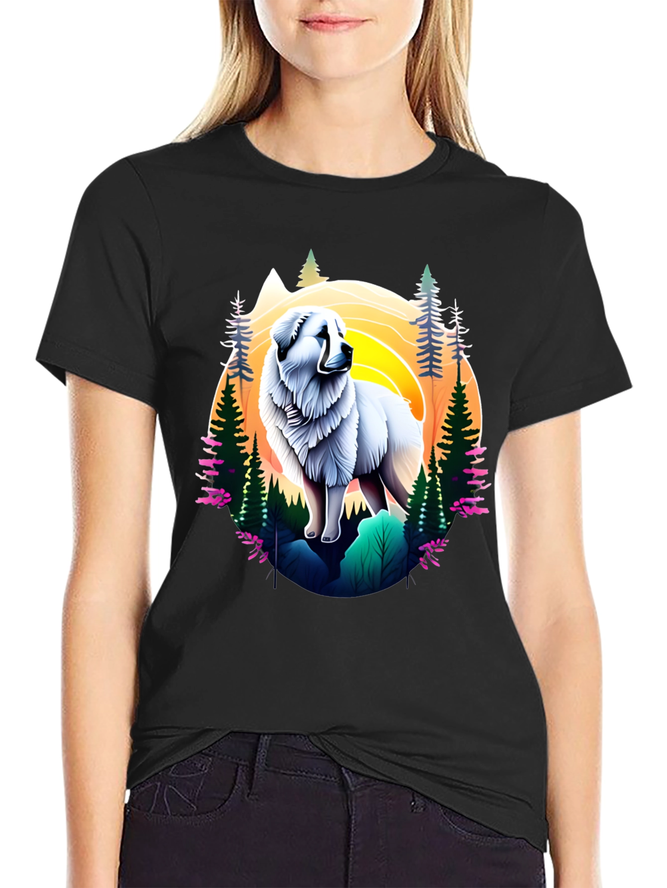 Great Pyrenees Mountain Scene T-Shirt