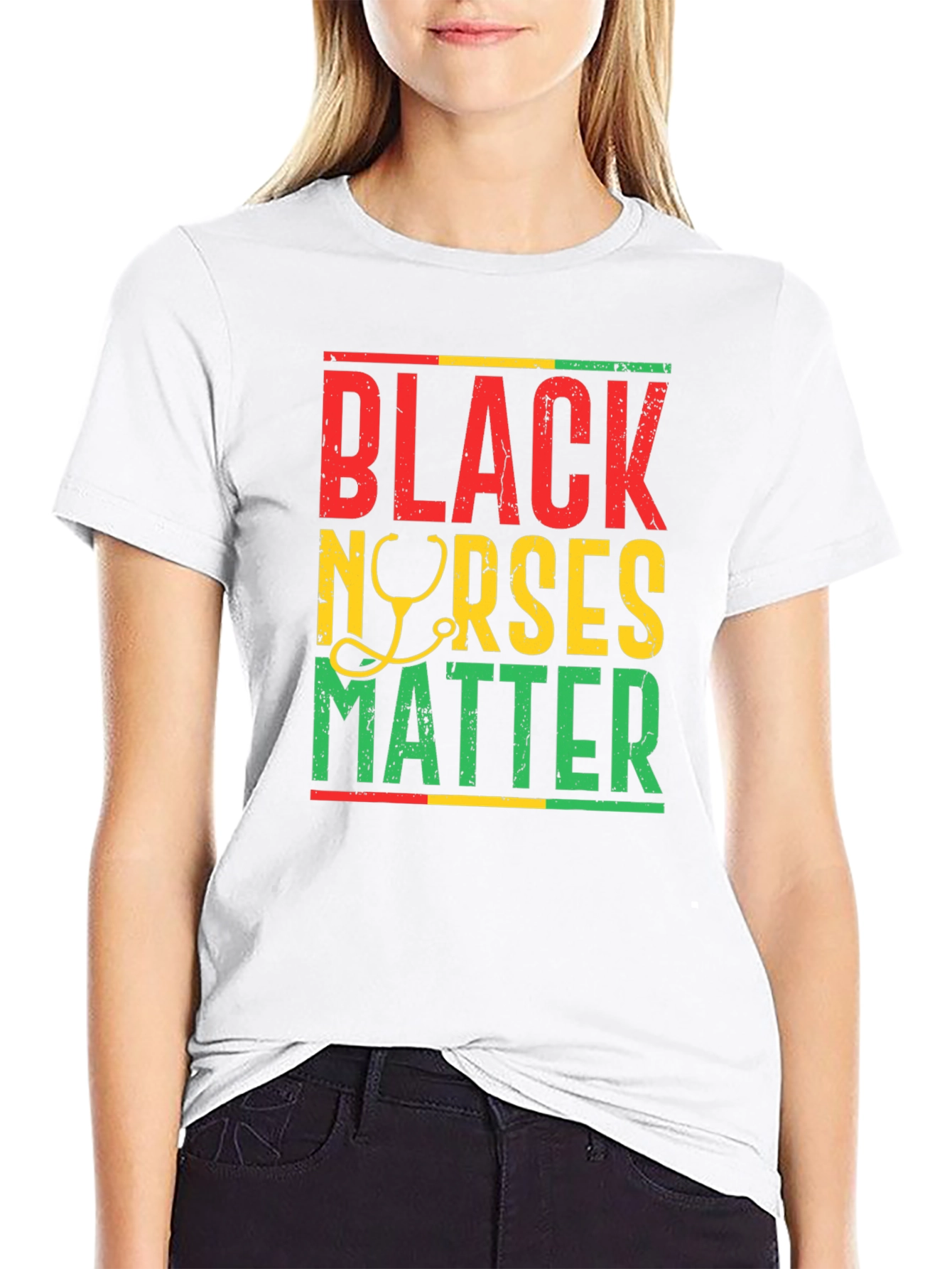 Black Nurses Matter T-Shirt - Rasta Colors