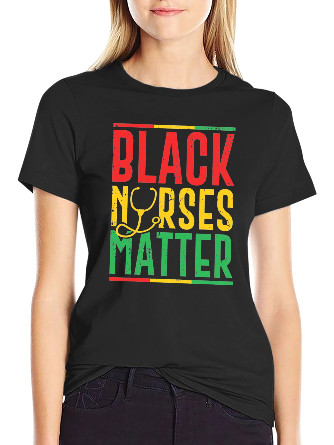 Black Nurses Matter T-Shirt - Rasta Colors