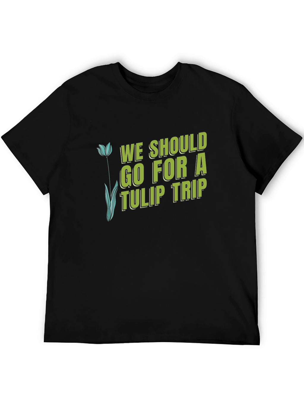Tulip Trip Graphic Tee - Black Cotton T-Shirt