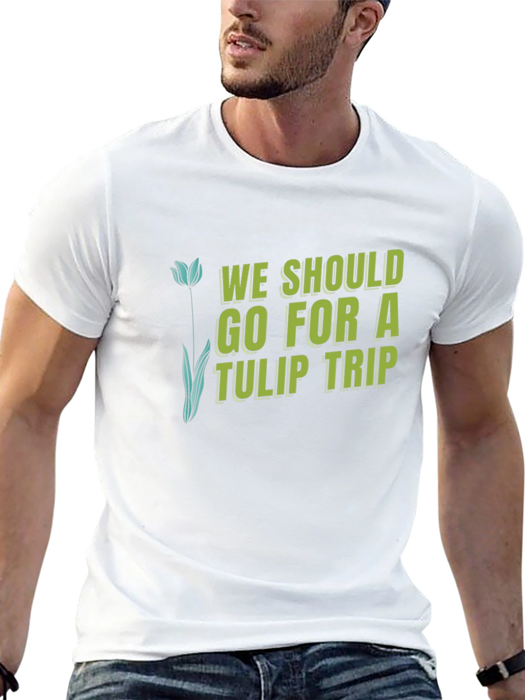 Tulip Trip Graphic Tee - Black Cotton T-Shirt
