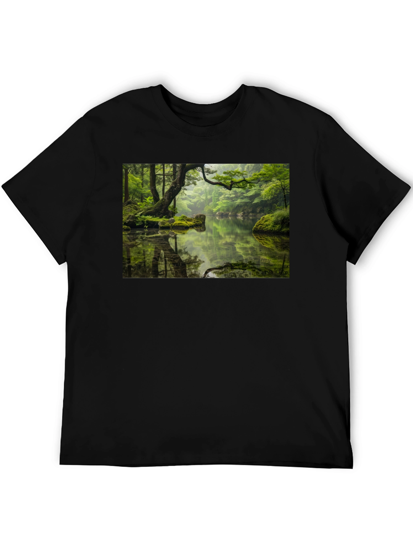 Nature Reflection Graphic Tee - Soft Black Cotton