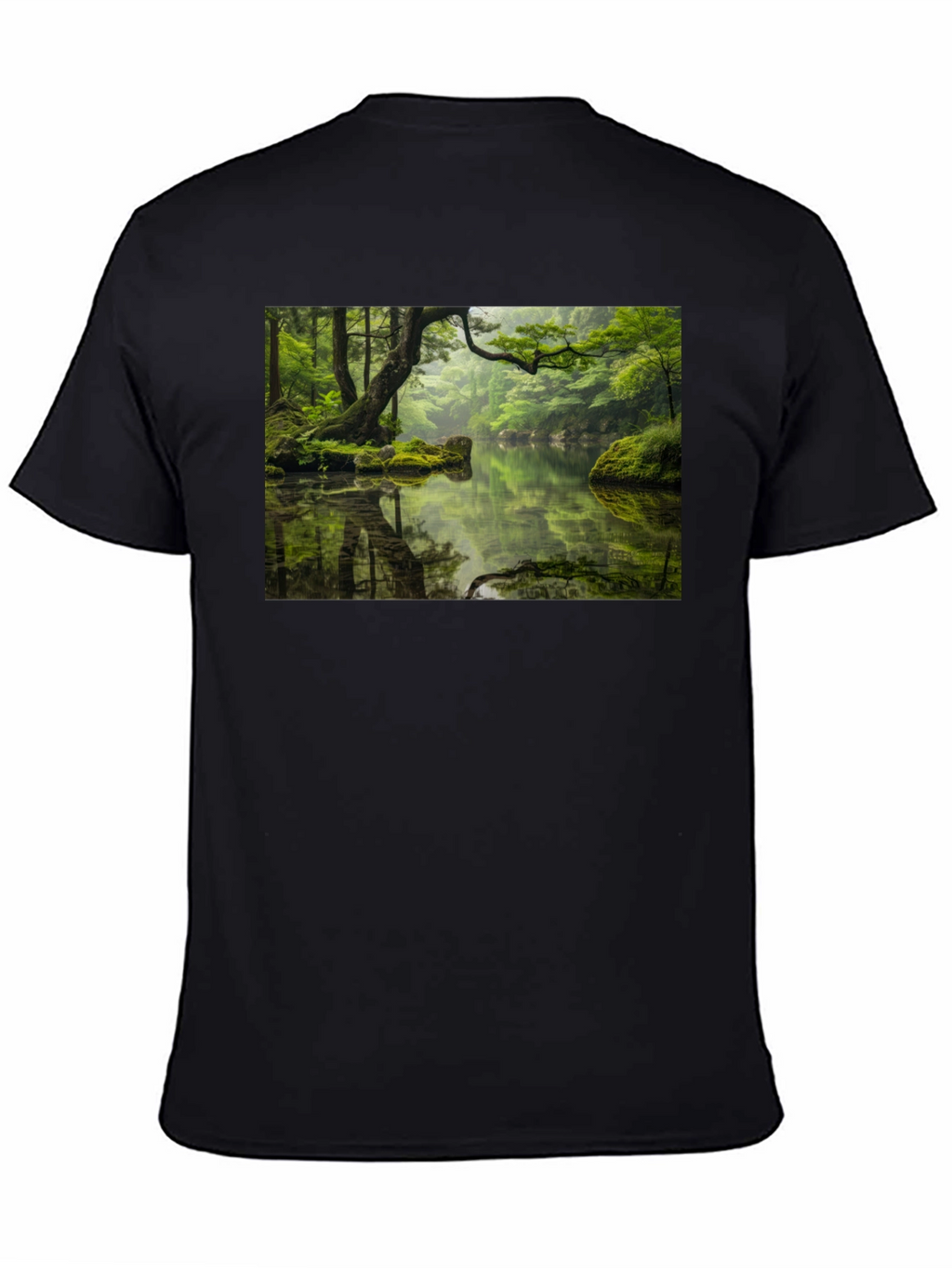 Nature Reflection Graphic Tee - Soft Black Cotton