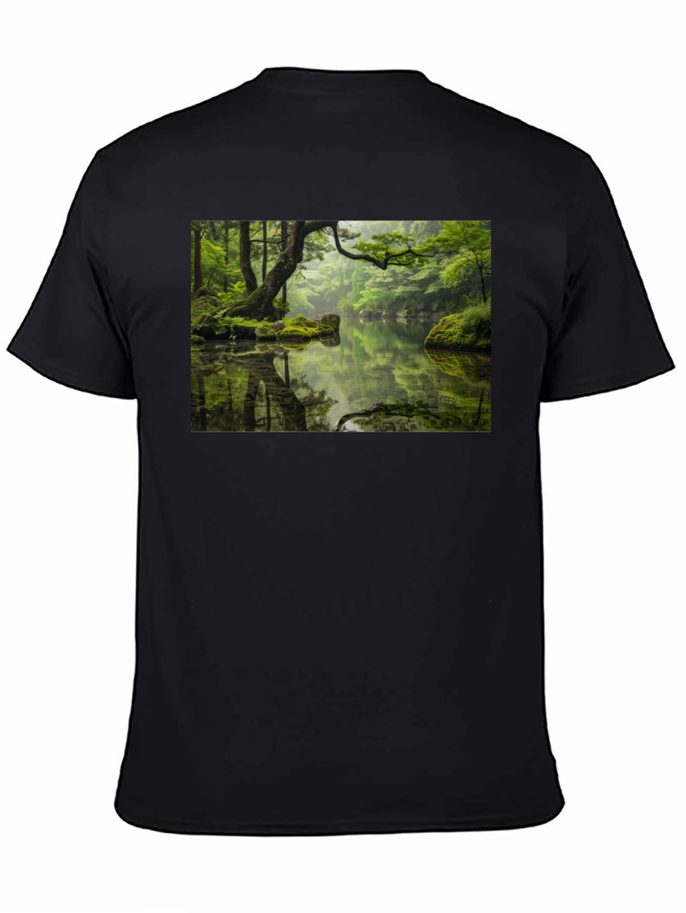 Nature Reflection Graphic Tee - Soft Black Cotton
