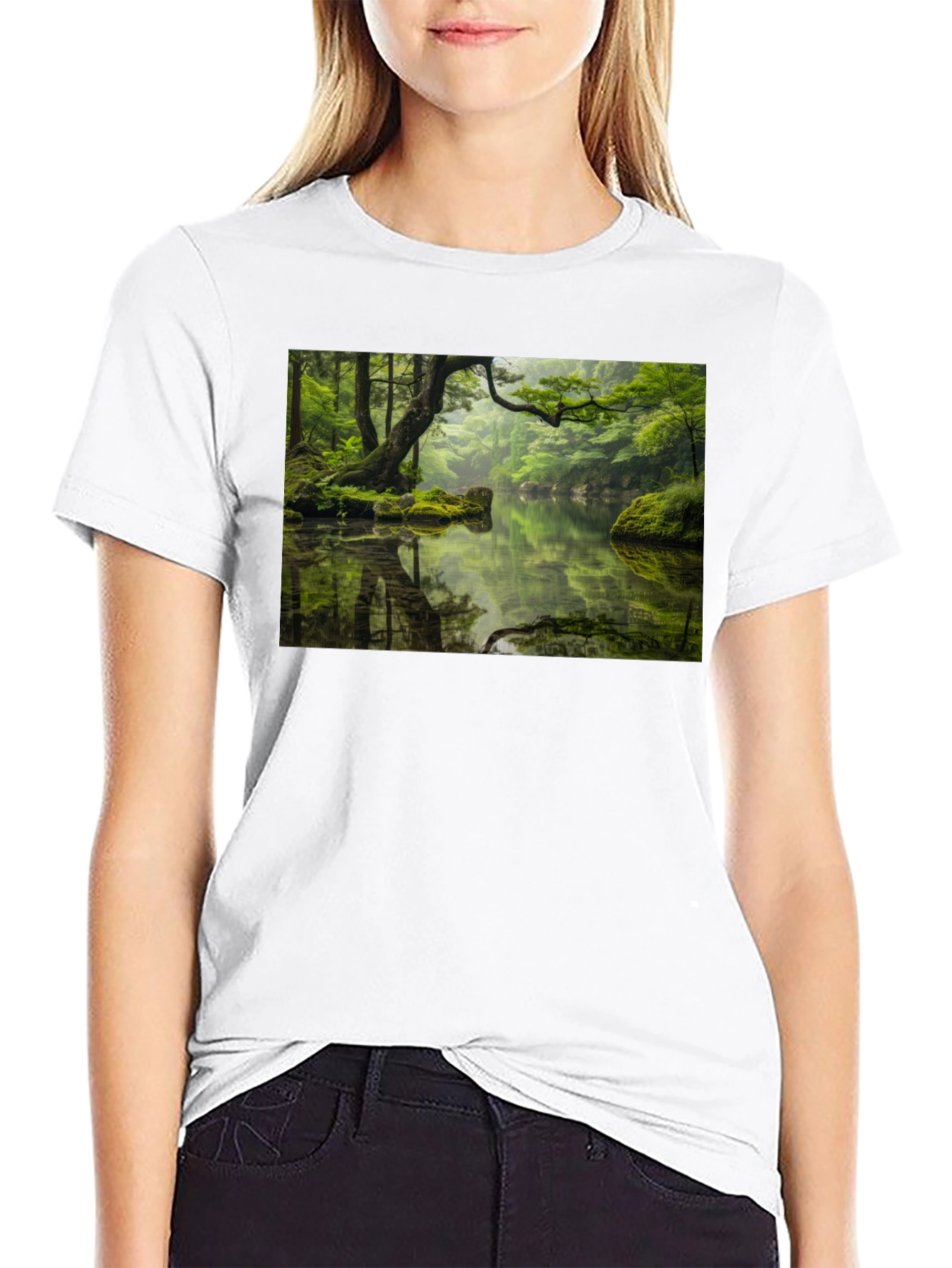 Nature Reflection Graphic Tee - Soft Black Cotton