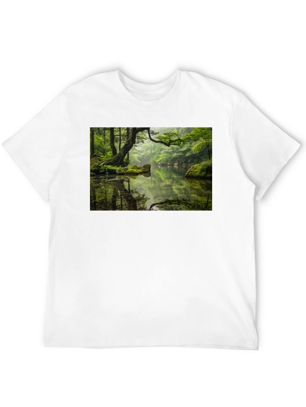 Nature Reflection Graphic Tee - Soft Black Cotton
