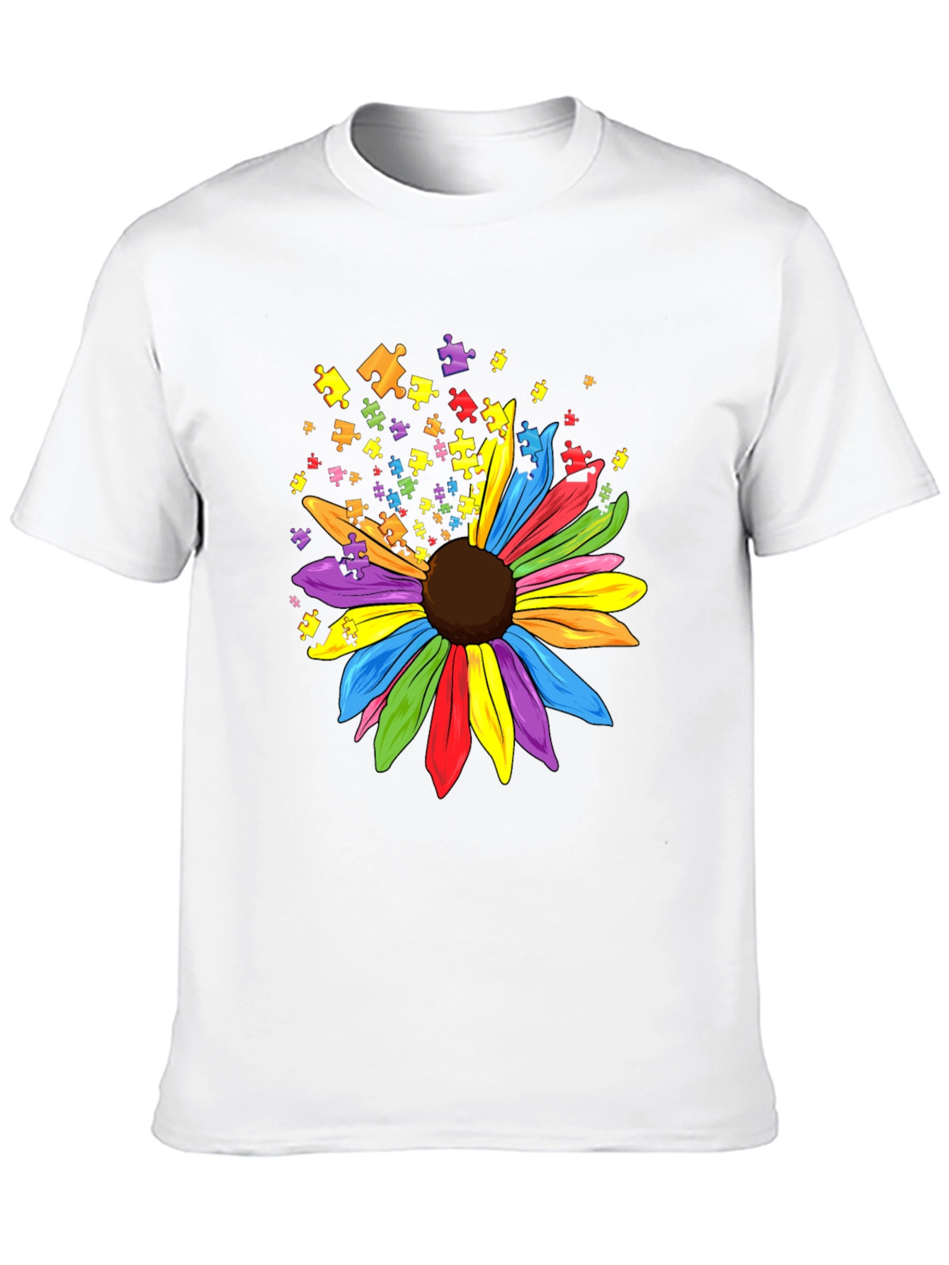 Autism Awareness Puzzle Sunflower Graphic Tee