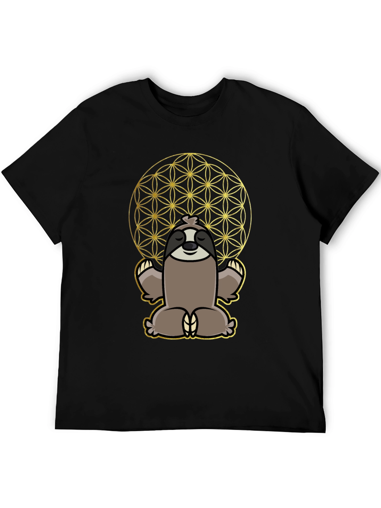 Meditative Sloth T-Shirt - Sacred Geometry Design