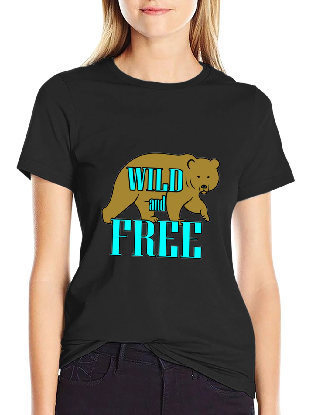 Wild and Free Bear Graphic T-Shirt - Black