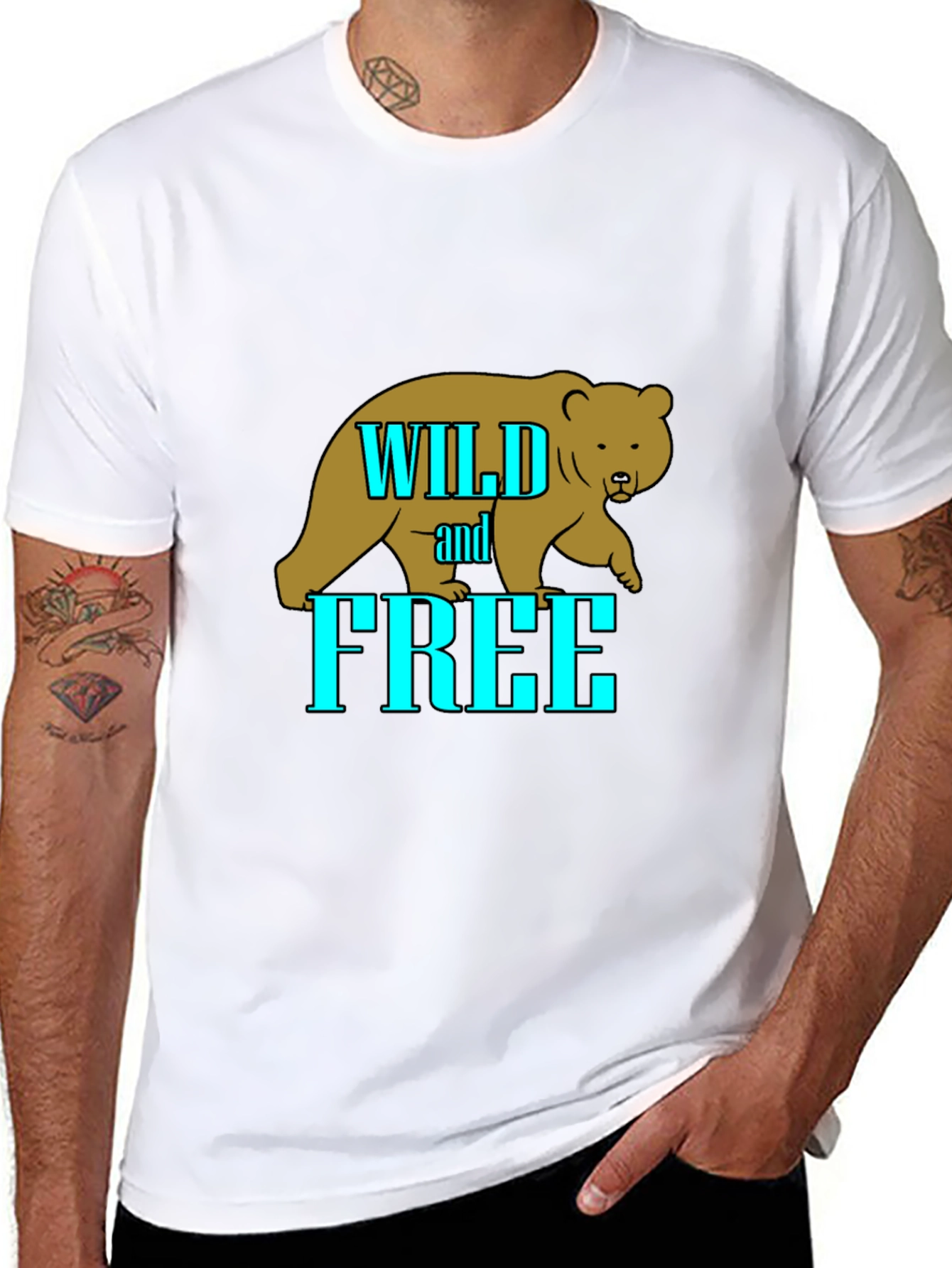 Wild and Free Bear Graphic T-Shirt - Black