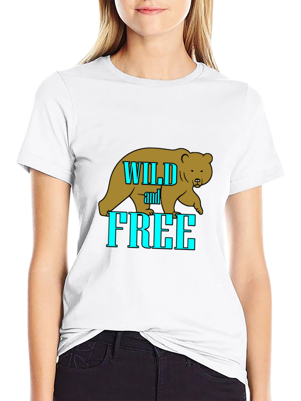 Wild and Free Bear Graphic T-Shirt - Black