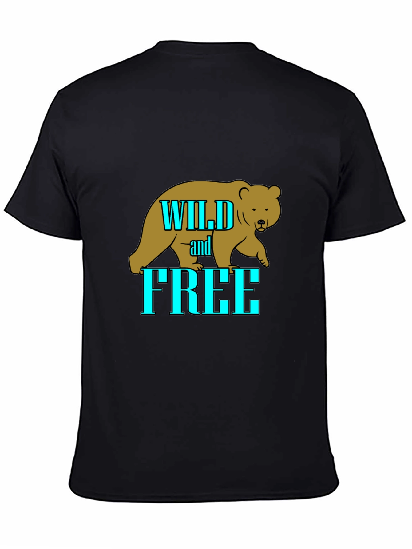 Wild and Free Bear Graphic T-Shirt - Black