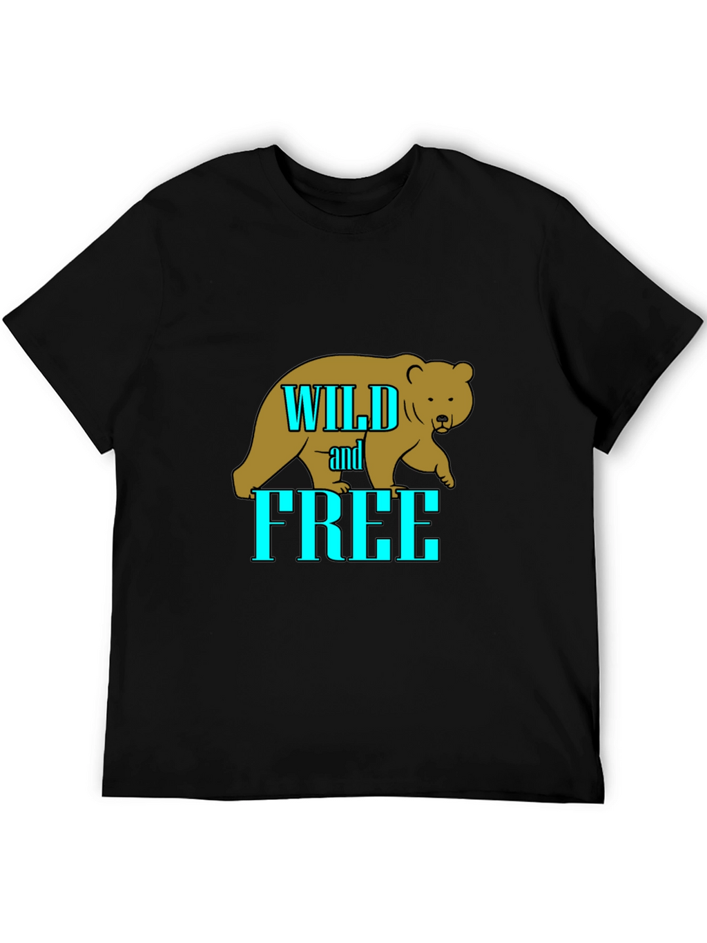Wild and Free Bear Graphic T-Shirt - Black